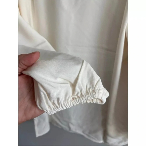 J.Crew Women’s Puff Sleeve Ivory Satin Crepe Blouse Small Petite Office Workwear - Picture 5 of 10